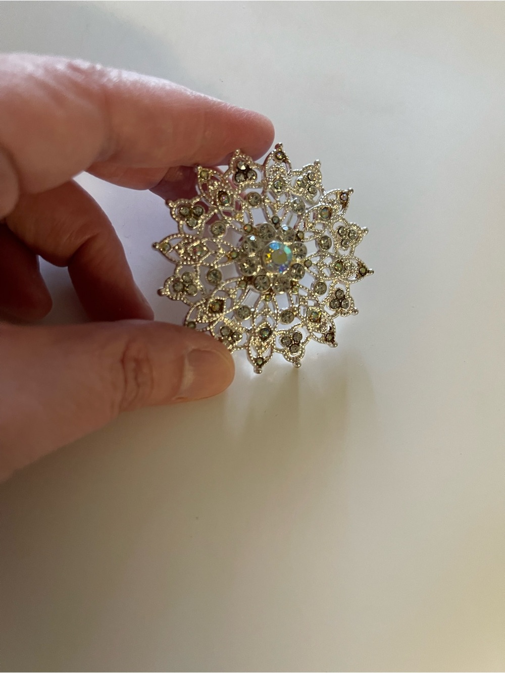 Gold-Tone Crystal Floral Brooch - Elegant Sparkle